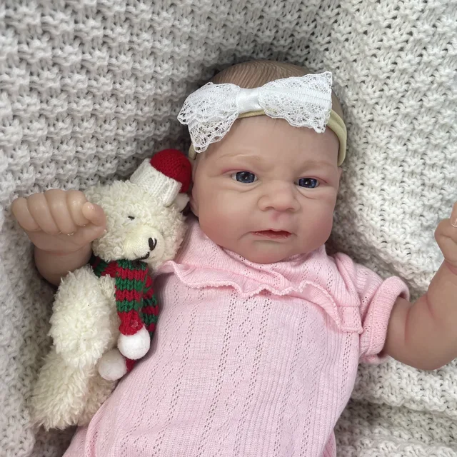 17Inch Painted Reborn Baby Doll Elijah Lifelike Newborn Doll Handmade Painted Hair 3D Skin Tone Visible Veins Gift For Girls 5