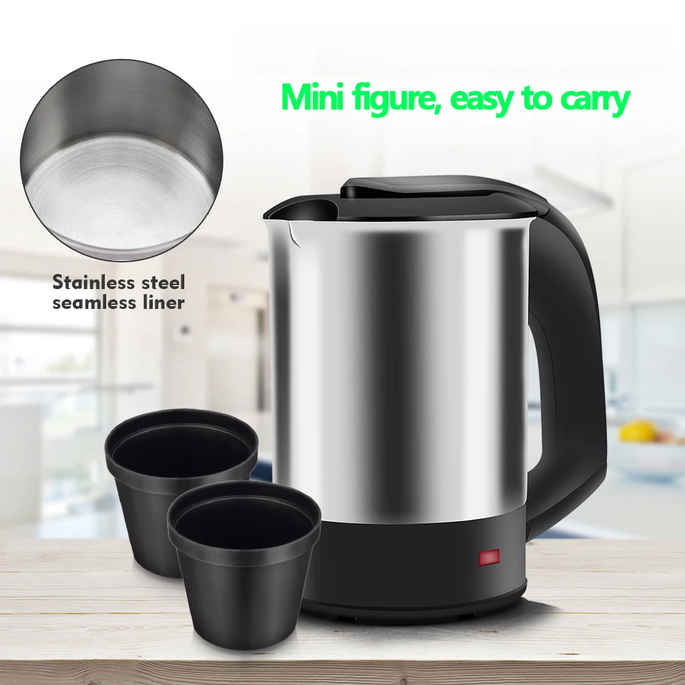 Mini Electric Kettle Tea Coffee Stainless Steel 1000W Portable Travel Water Boiler Pot 0.5L For Hotel Family Trip 4