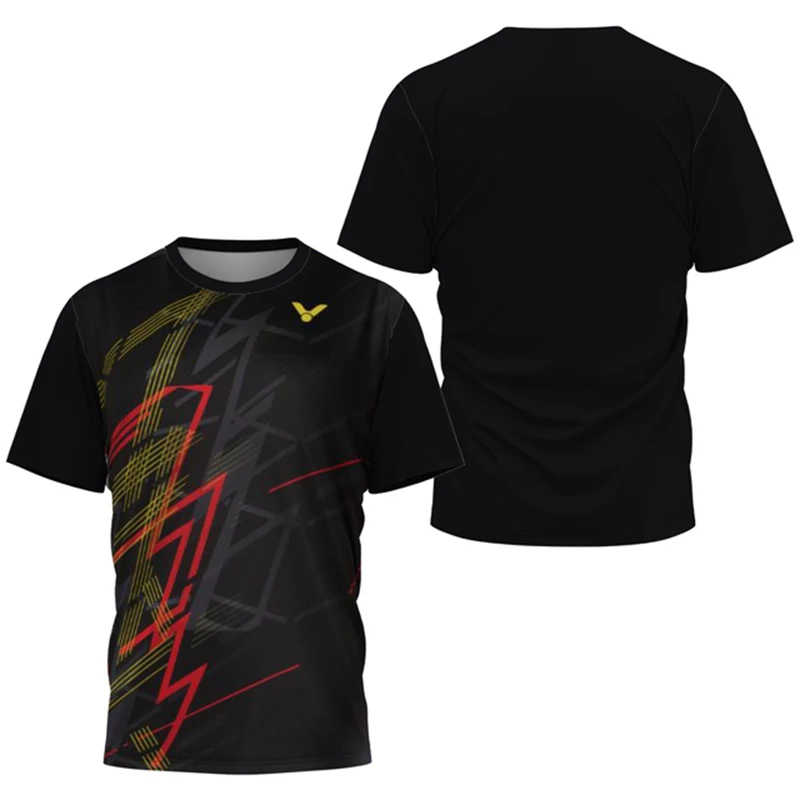 Men's T-Shirts Gradient Harajuku Badminton Table Tennis Tracksuits Summer Comfortable Breathable Quick Dry Tees Loose Sports Top