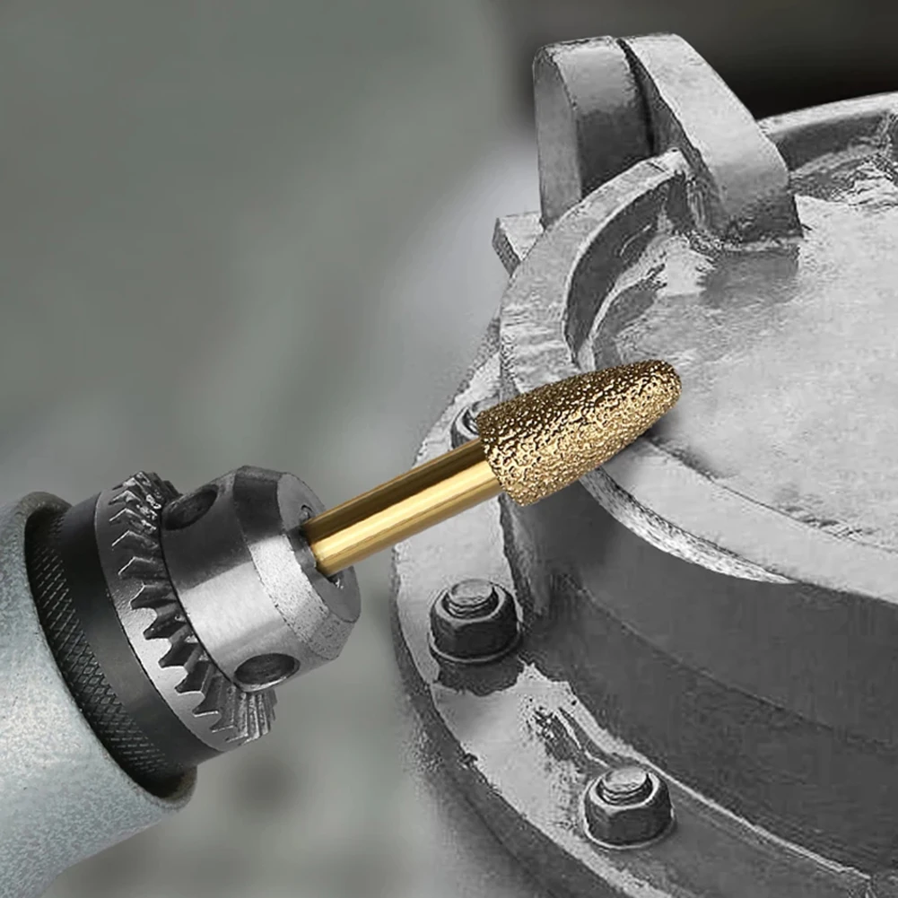

Diamond Burr Head 6mm Diamond Shank Vacuum Brazed Grinding Rotary File Stone Marble Engraving Achine Carving Router Bits