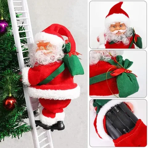

Christmas Decoration Music Christmas Santa Claus Toy Electric Climb Ladder Tree Hanging Ornament Navid For Children New Year Toy