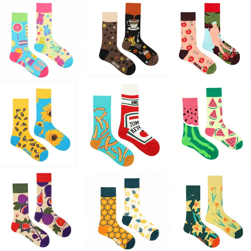 Colorful Socks 1 Pair Man Women Sock Original AB Tide Socks Flowers Fruits Candy Cotton Daily Friend Get-together Gifts