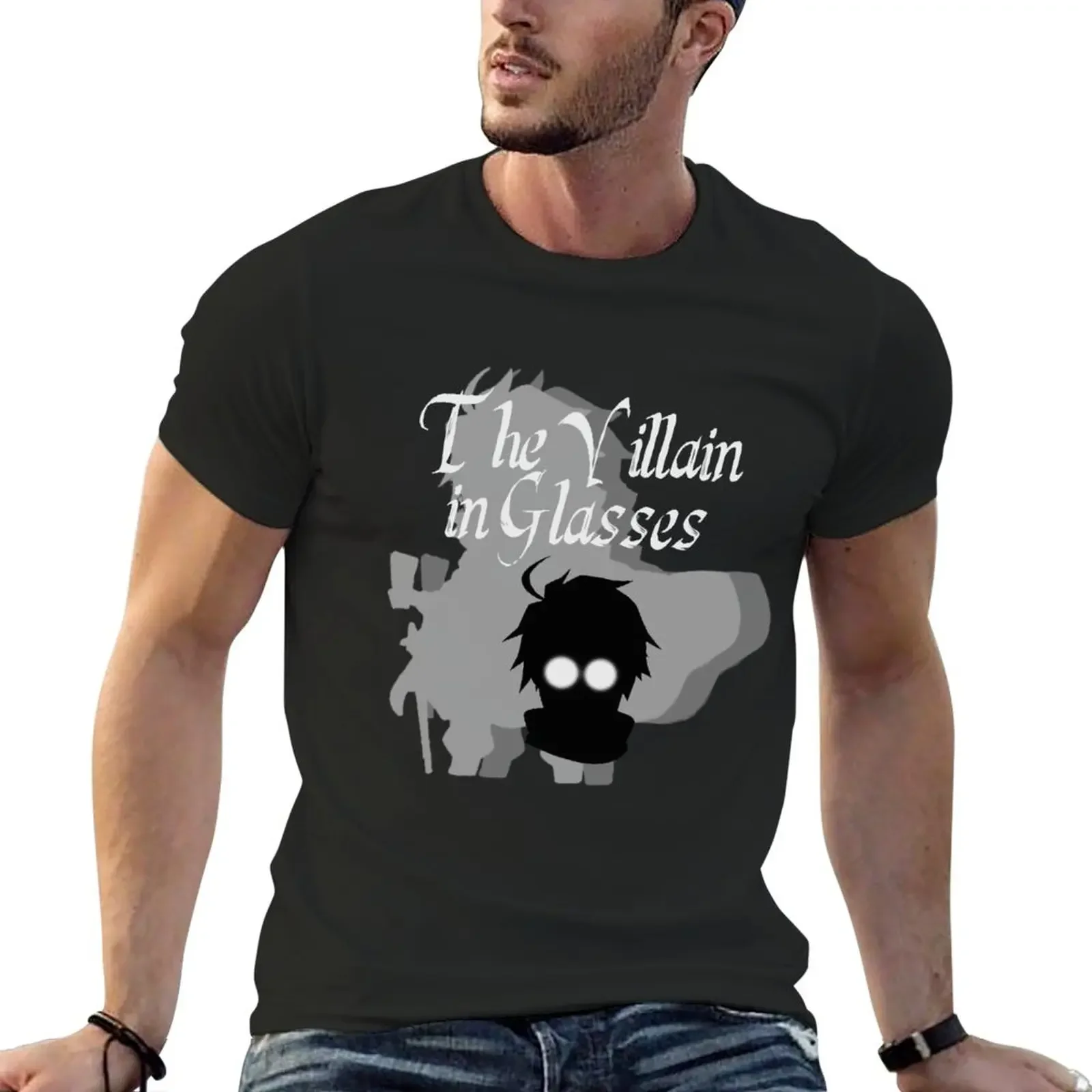 The Villain In Glasses T-Shirt Manica Corta Tee Blanks Summer Top Manica Corta Tee Men