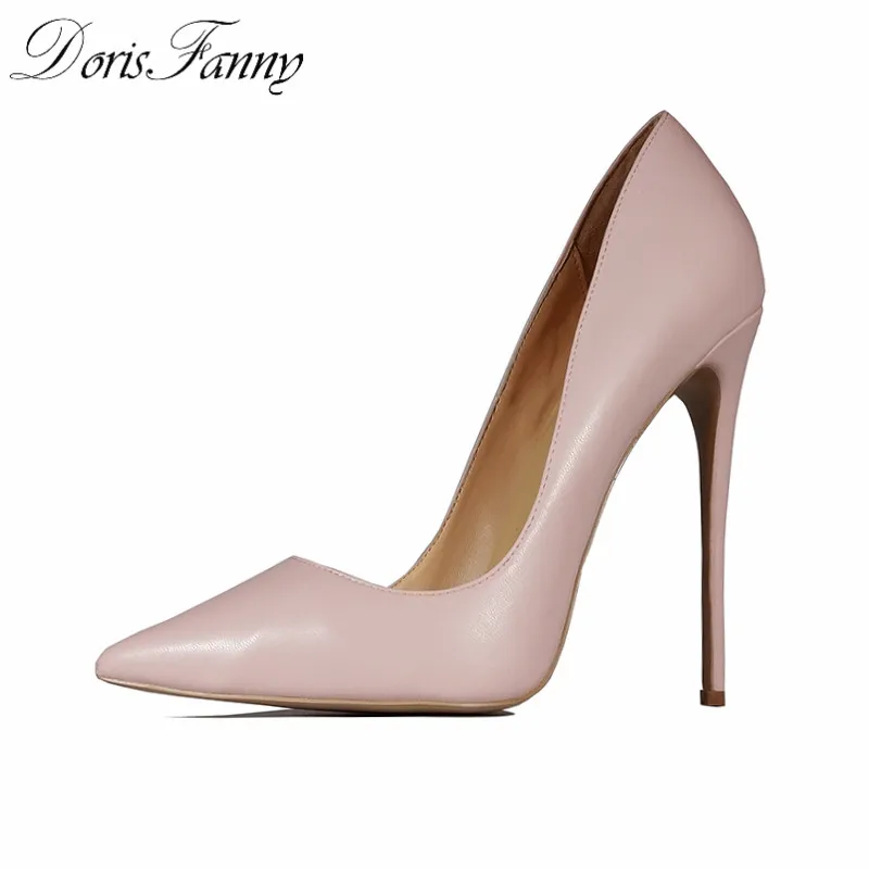

Doris Fanny Pink Matta Leather High Heels Pointed Toe Sexy Women's Pumps Shoes with Large Size