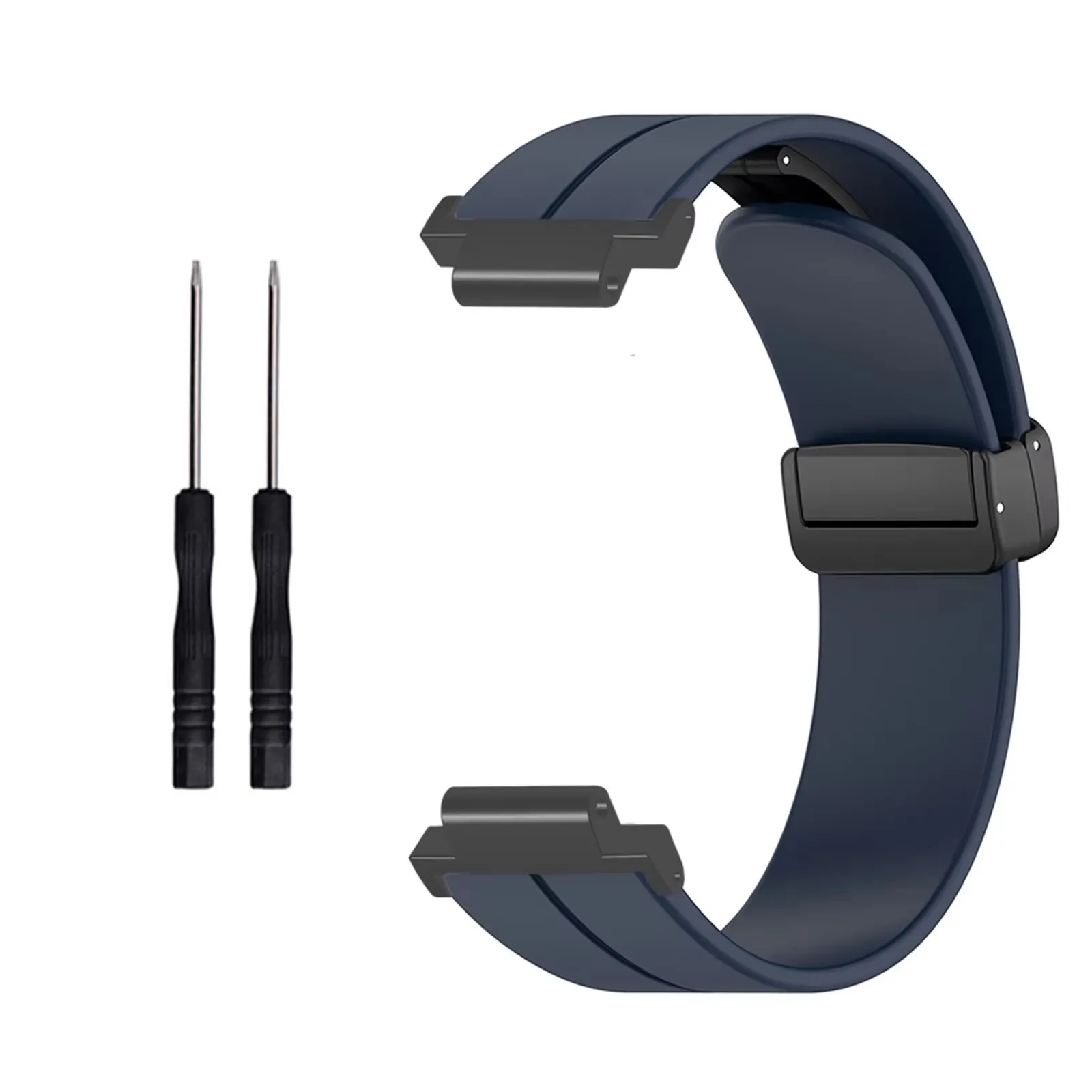 Stylish Magnetic Folding Buckle Silicone Watch Strap Replacement