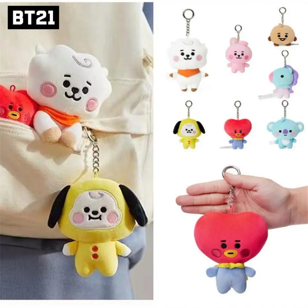 

10cm Cartoon Bt21 Plush Doll Keychain Kawaii Cute Rj Chimmy Cooky Bag Pendant Girl Key Ring Accessories Children Toys Fan Gifts