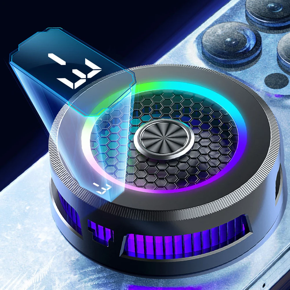 Magnetic Phone Cooler With RGB Lights & Smart Temp Control - Portable Cooling Fan For Gaming, Streaming, Video Calls
