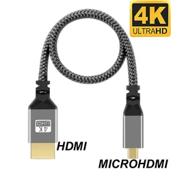 High-Performance Nylon Braid MicroHDMI to HDMI Extension Cable - Male to Male, 4K UHD, 60Hz, 1080P - 7.5M