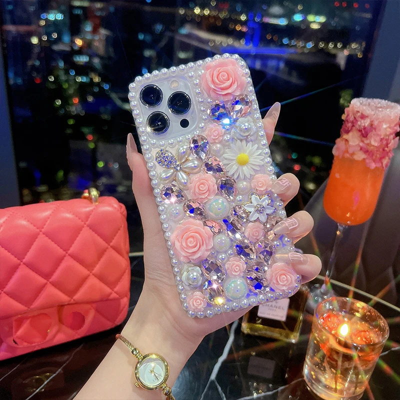 Luxury Glitter Ultra Diamond Case for Girls with Rhinestone, Bling Case for Samsung S24 Plus S21 FE S22 23 Ultra Note 20 10