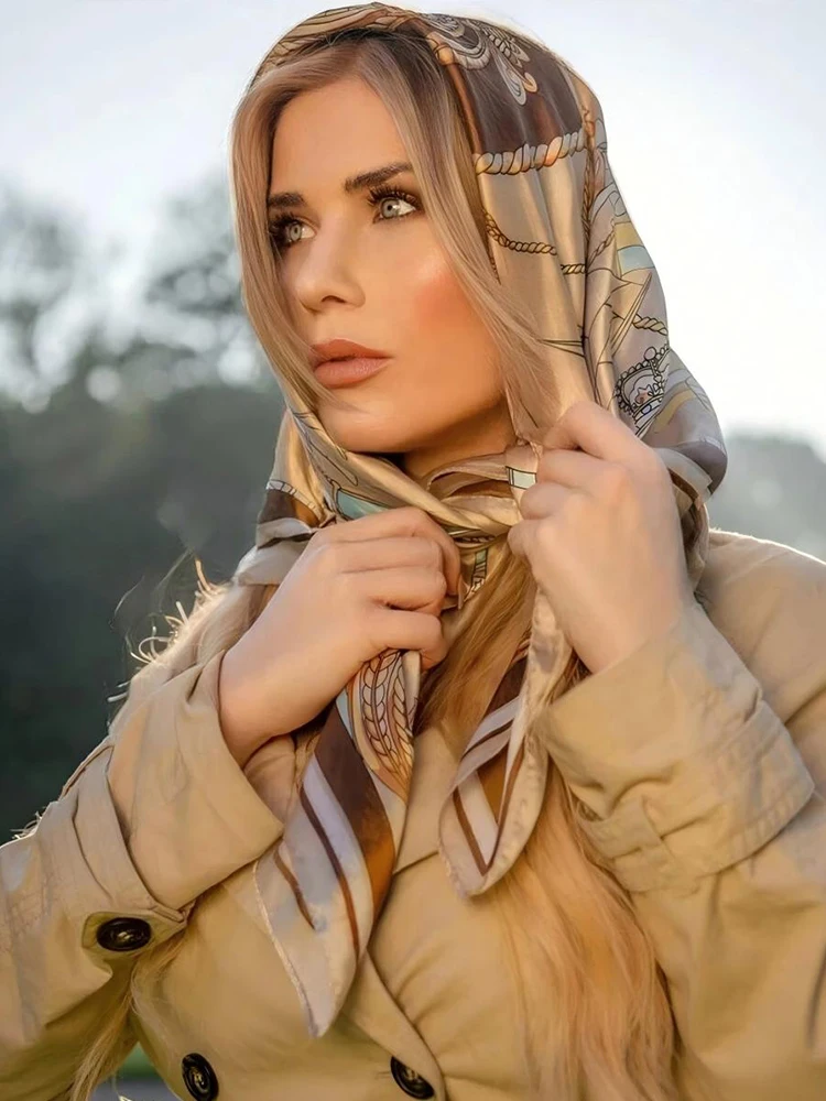 Women's Silk Hijab Scarf Luxury Brand Summer Satin Head Hair
