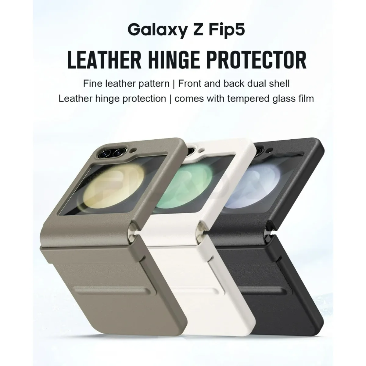 For Samsung Galaxy Z Flip 5 4 3 Case Luxury Skin Friendly Matte Leather Hinge Protect Folding Shockproof Hard Cover Accessories