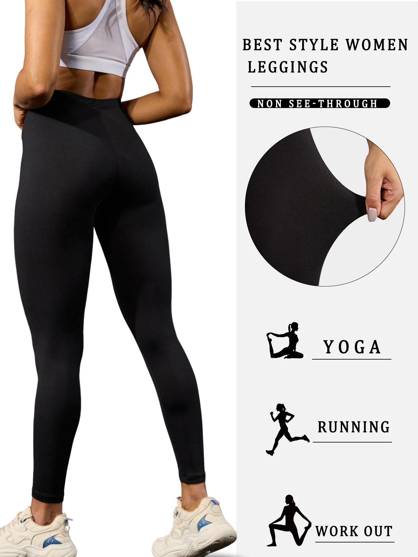 Women's Super Soft Leggings High Elasticity No See Through Workout Yoga Running Athletic Push Up Gym Long Fitness Leggings 2