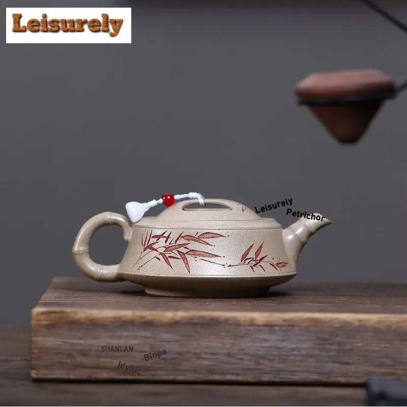 230ml Classic Yixing Purple Clay Teapots Handmade Bamboo Segment Pot Raw Ore White Segment Mud Kettle Zisha Tea Set Tea Services