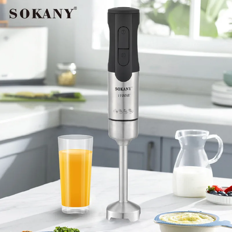 Electric Immersion Handheld Stick Blender 2-Speed Turbo Mode 1100W Full Copper Motor Titanium Stainless Steel Blades