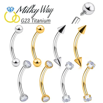 1/10/50pcs G23 Titanium Piercings 16G Eyebrow Stud 5A Zircon Earrings Internal thread Labret Lip Body Piercing Jewelry Wholesale