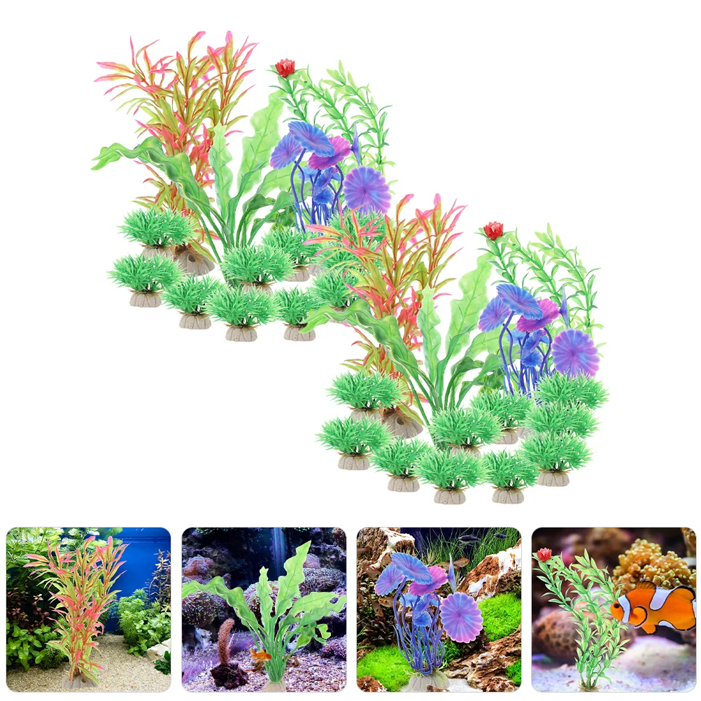 

28pcs Aquarium Landscaping Plants Fish Tank Artificial Water Grass Ornaments