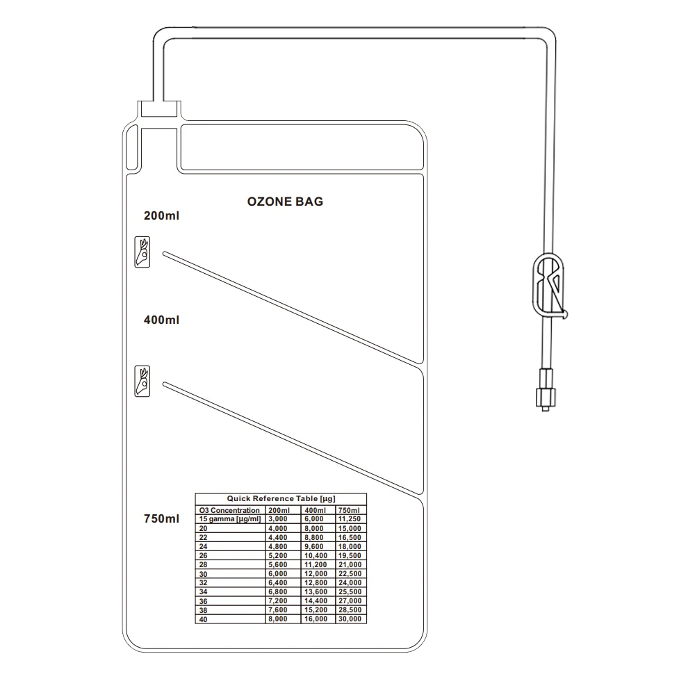 Reusable 3-Chambered Ozone Insufflation Bag 200ml 400ml 750ml ozone insufflation bag