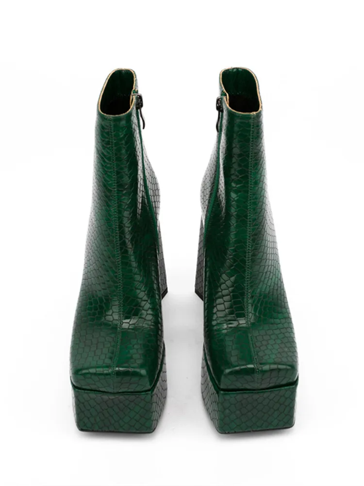 snakeskin platform boots