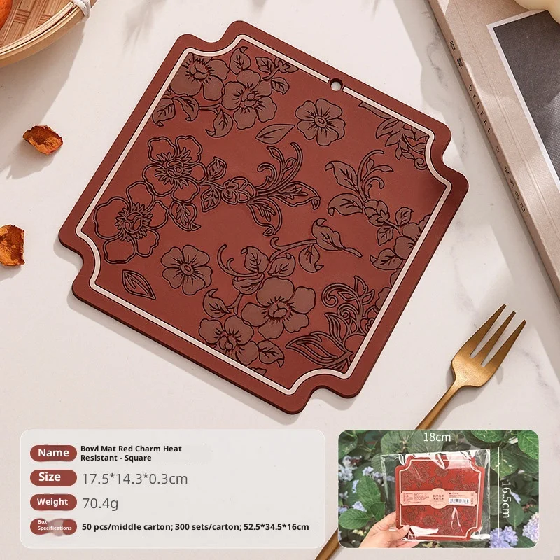 New Year Spring Festival Insulation Mat Pot Bowl Mat Soft Adhesive Pvc High Temperature Anti-slip Hot Cup Mat Can Be Suspended