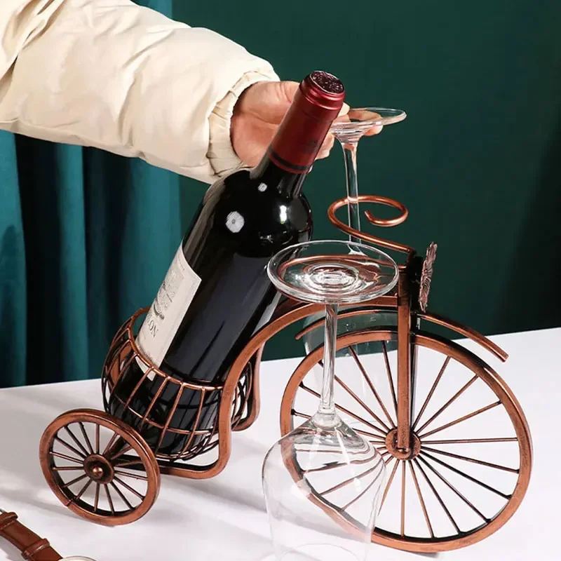 

Creative Carriage Bike Rack Wine Glass Holder Retro Wine Bottle Display Rack Bar Dining Table Decor Wine Organizer