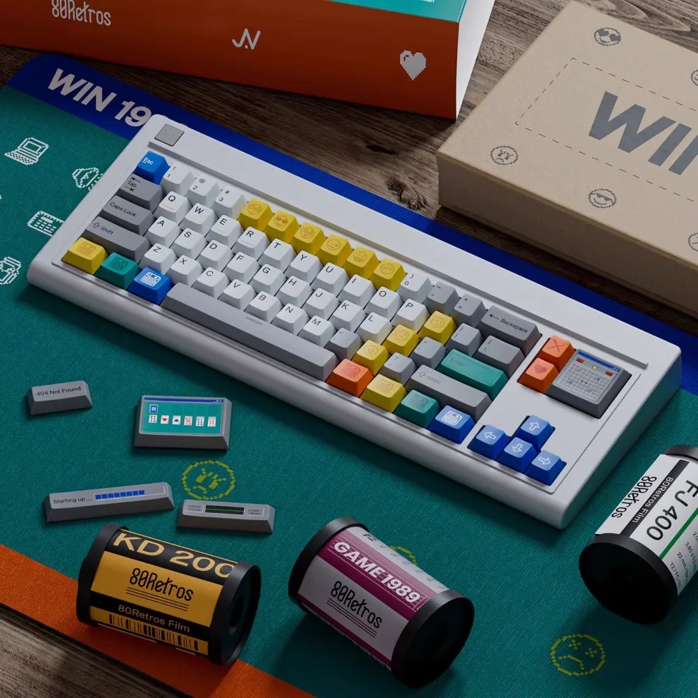 Win 1998 Theme Keycap Set 177Key PBT Custom Retro Style Keyboard
