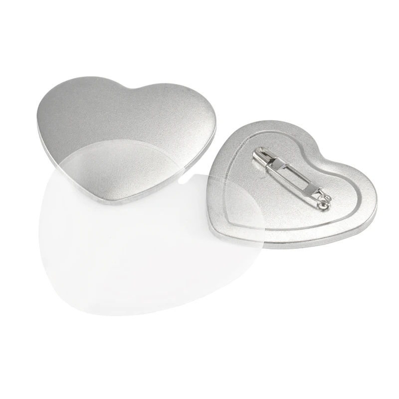 100pcs 57x53mm Heart-shaped Badge Pins Making Parts Metal Blank Heart Badge Button DIY Materials for Button Maker Supplies