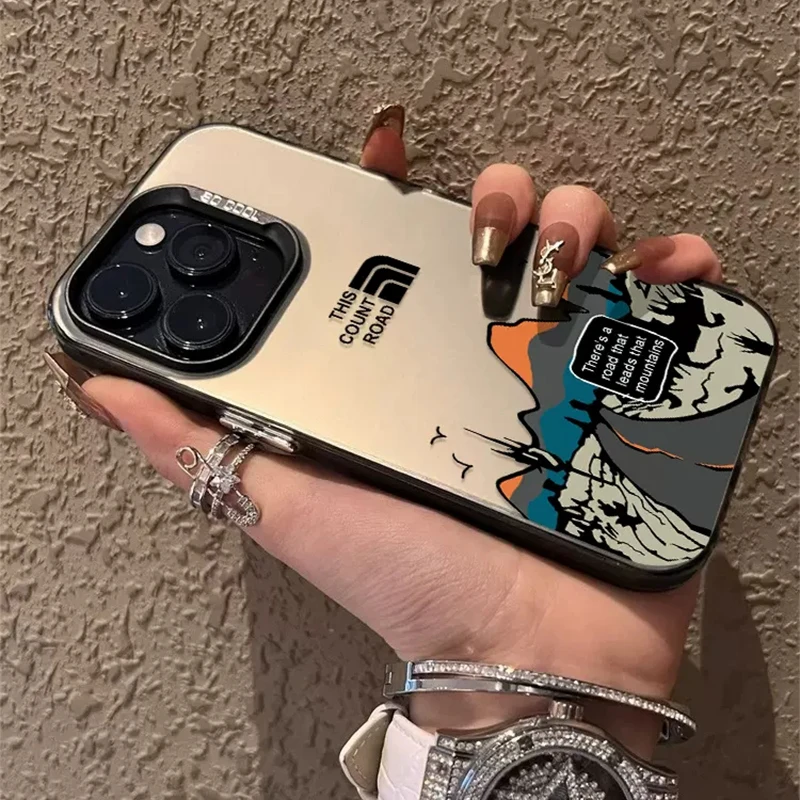 For iPhone 15 14 13 12 11 Pro Max Cas mountain Road Matte Laser Phone Cover For iPhone 7 8 Plus X XS Max XR SE 2022 2020 Cover
