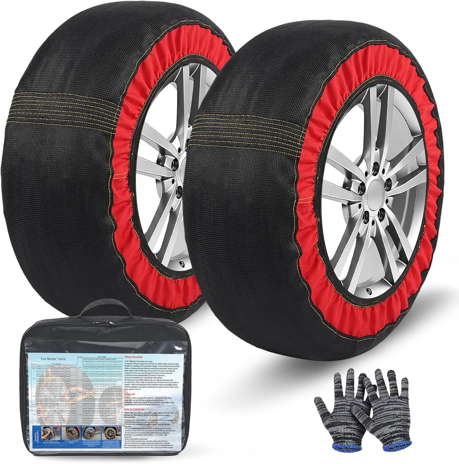 Car Snow Sock Tire Textile Snow Chains Fabric Car Chains Gloves 1 Pairs SUV Truck Pickup Winter Emergency Accessories