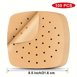 Premium Perforated Air Fryer & Baking Paper Liners - 50/100 Pack (100pcs)