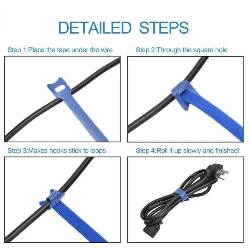 Versatile Reusable Nylon Cable Organizer with Self-Adhesive Straps