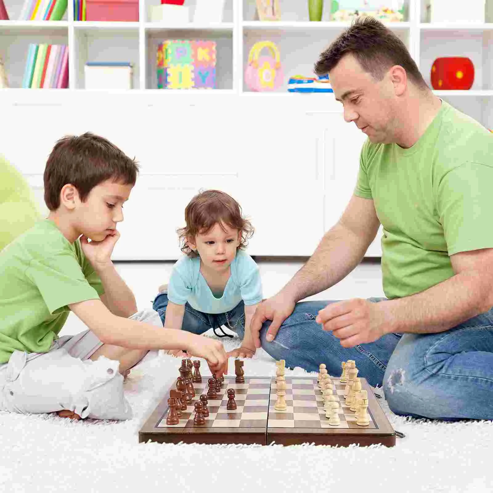 1 Wooden Chess Checkers Board Chess Folding Board Pieces Travel