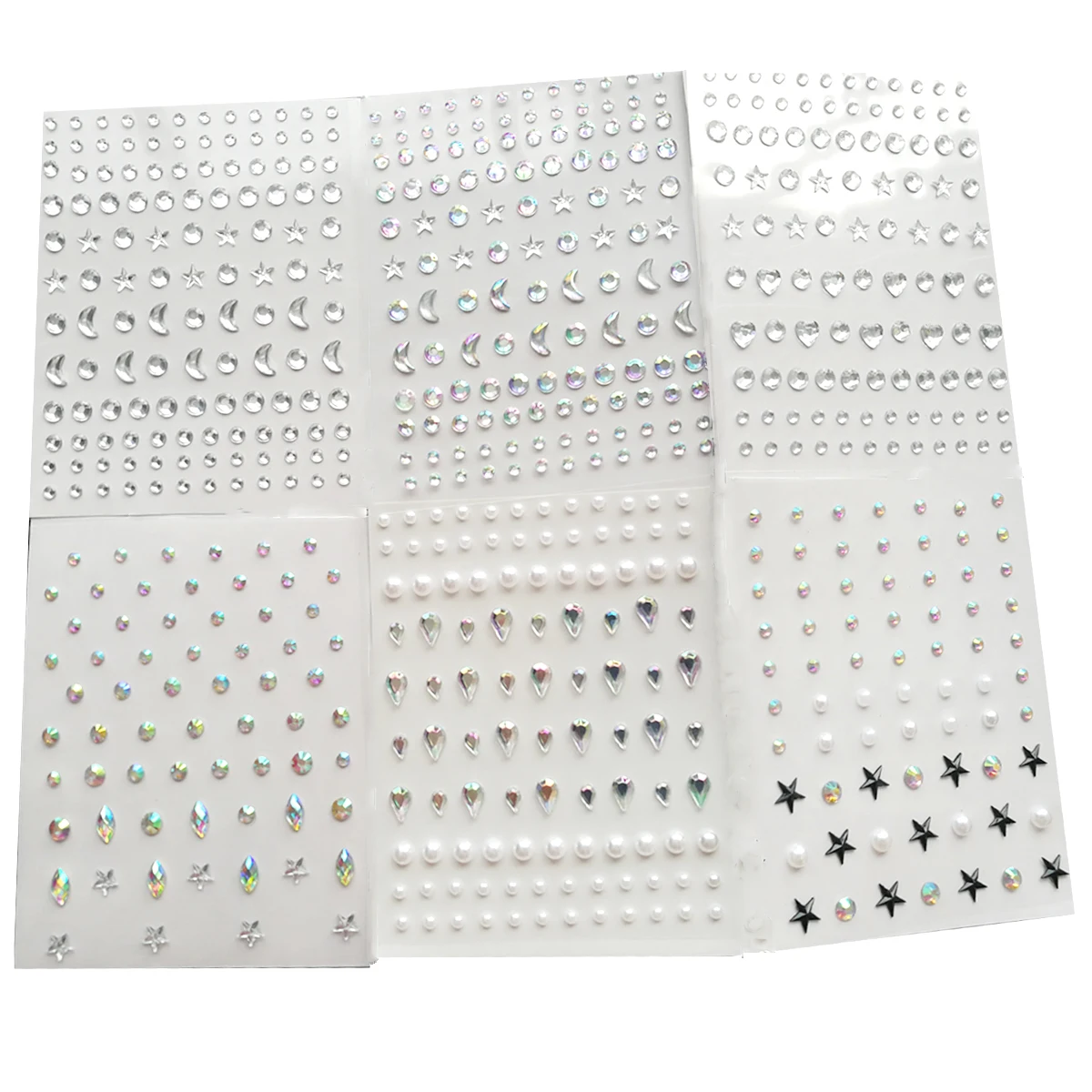 3D Eyes Face Makeup Temporary Tattoo Self Adhesive Beauty White Pearl Jewels Stickers Festival Body Art Decorations Nail Diamond 4