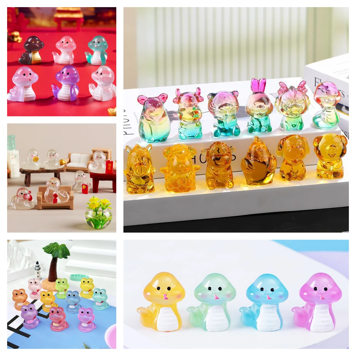 クリスタルミニ十二支の装飾品かわいい小さな動物モデルマウス牛虎