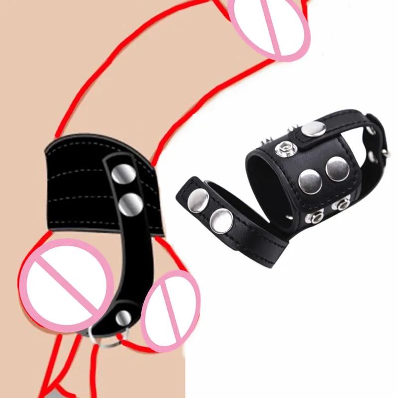 Penis Chastity Cage Chastity Lock Sex Toy Penis Cock Ring Male Leather Chastity Cage Penis Ring Adjustable Scrotum Bondage Ballstretcher Cock Ring Lock Adult Chastity Belt Sextoy For Men