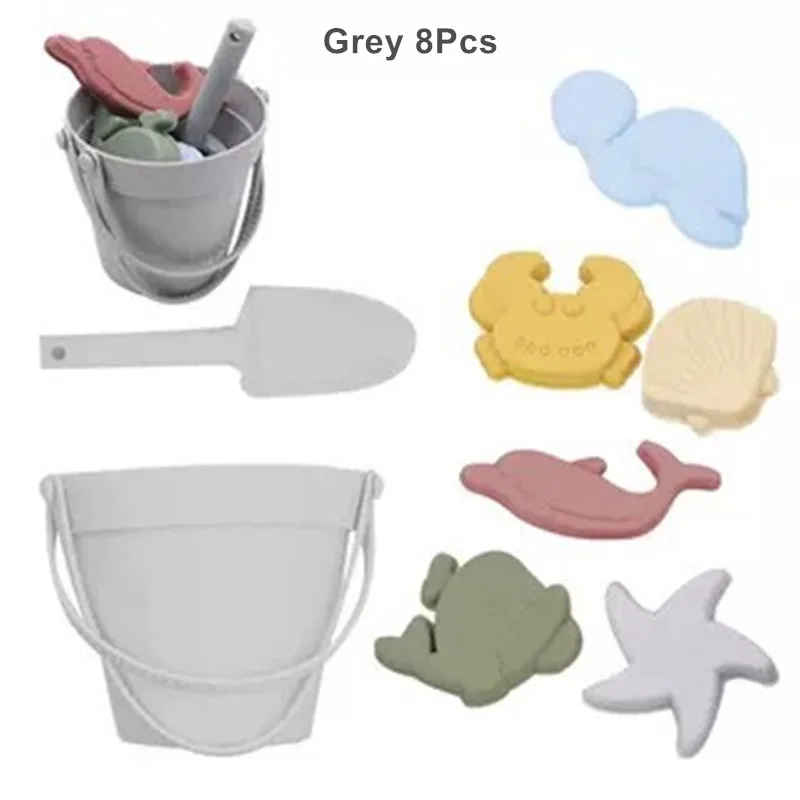Set di giochi da spiaggia in silicone per bambini con secchiello_voghion.com