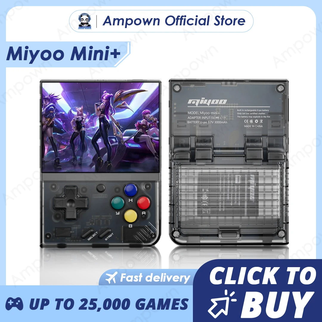 MIYOO-Mini Plus Portátil Retro Handheld Game Console, V2 Mini + Tela IPS, Console de Video Game, Sistema Linux, Jogos Clássicos, Presente do Kid