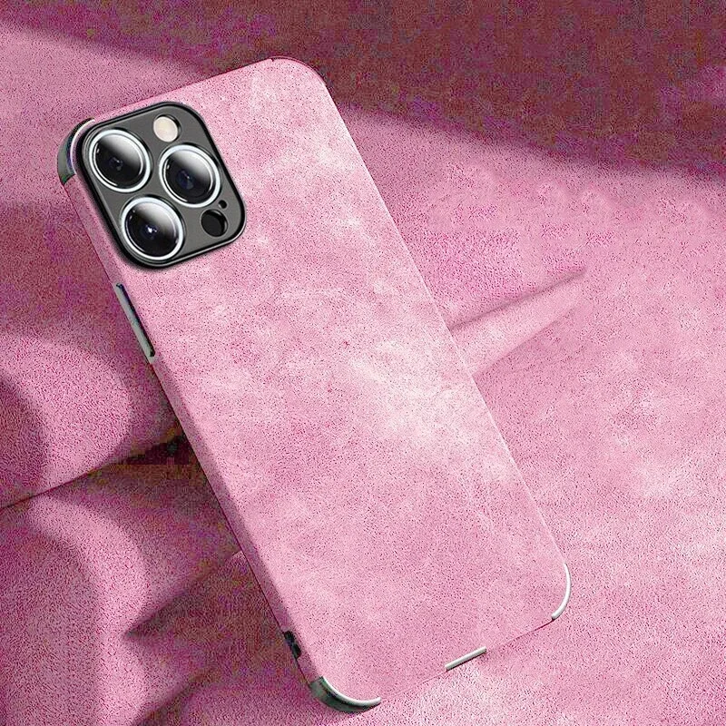 Luxury Matte Vintage Tumbled Leather Soft Phone Case - Suede Shockproof Back Cover