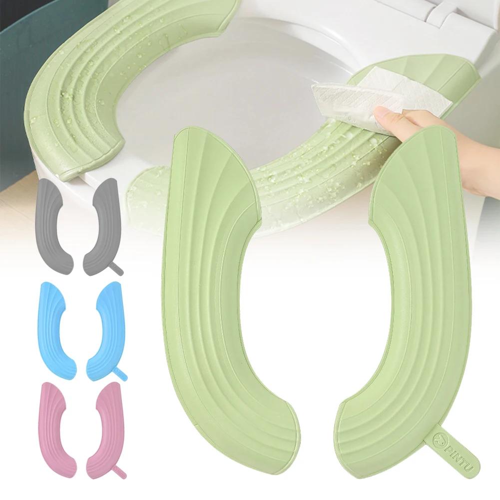 

Thicker Toilet Seat Cover Elastic EVA Toilet Seat Cover Pad with Lift Handle Self-Adhesive Washable Soft Seat Cover Pad Bathroom