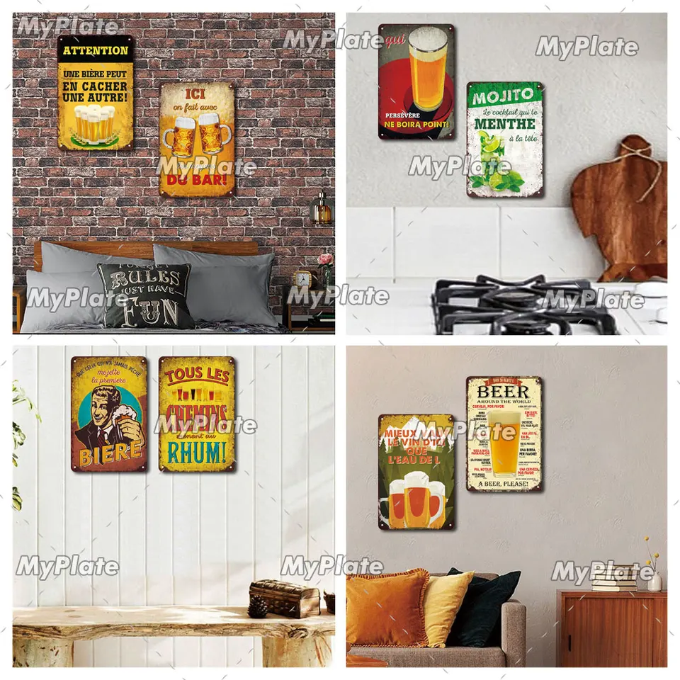 HHS Targhetta decorativa per porta con birra, in metallo, con scritta in lingua inglese Kneipe Bar Pup Bistro (20 x 30 cm, per esportazione di