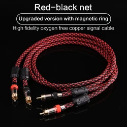 High-Fidelity Stereo RCA Audio Cable Pair - Premium 2 RCA to 2 RCA Male Interconnect - 1m (Magnetic ring plate)