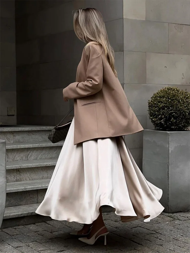 Elegant Satin Loose Women Skirt 2025 High Waist Maxi Skirts