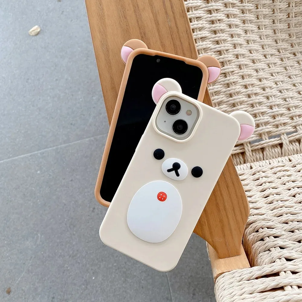 Charming 3D Cartoon Rilakkuma Bear Soft Silicone Phone Case Cover
