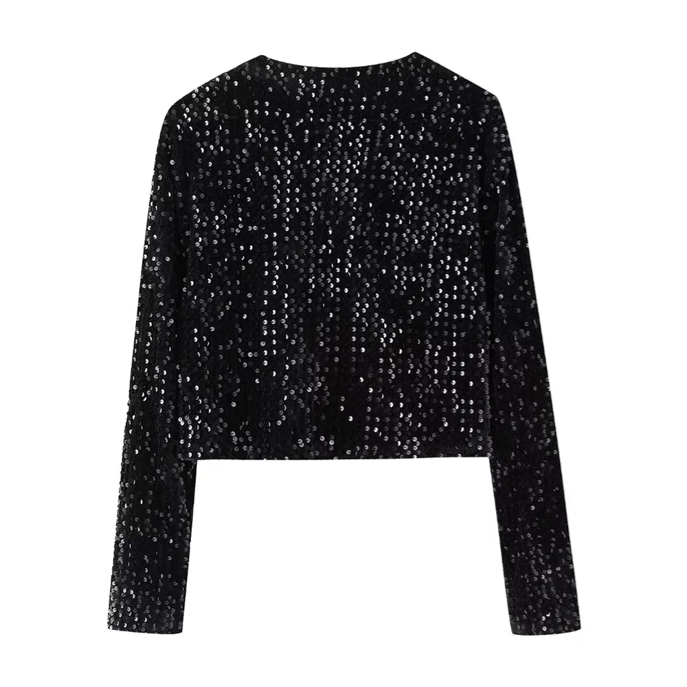 Winter New Women's Fashion, Casual, Sweet and Versatile Bow Tie with Sequin Top