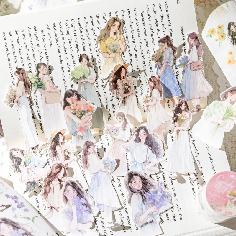 Mr. Paper 200cm Heart Girl Tape - Artistic Ins Style,  Loop Sticker