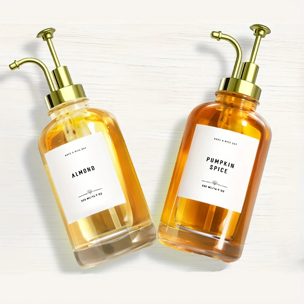 ชุดเครื่องจ่ายน้ําเชื่อมกาแฟ 2 ชิ้น - 16.9 ออนซ์ 500 มล. ขวดน้ําเชื่อมแก้วพร้อมปั๊มและ 36 ป้าย - สําหรับคนรักกาแฟและบาริสต้า 1