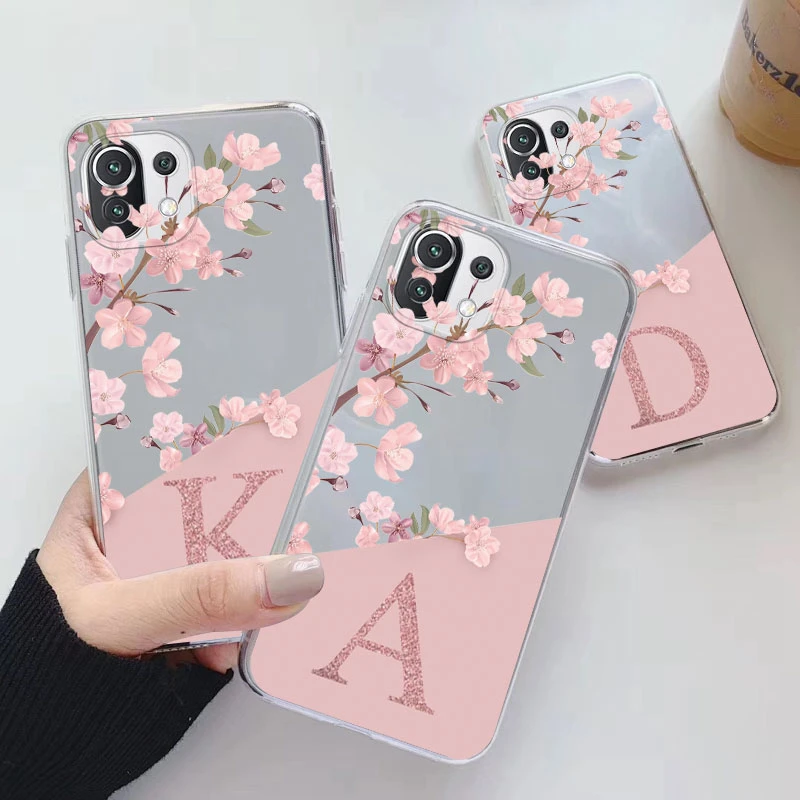 Floral Alphabet Clear Soft Silicone Case – Elegant TPU Cover