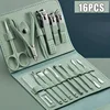 16Pcs/set Professional Nail Clippers Set Portable Travel Case Cuticle Nippers Grooming Pedicure Tool Kit for Men&Women Manicure 1