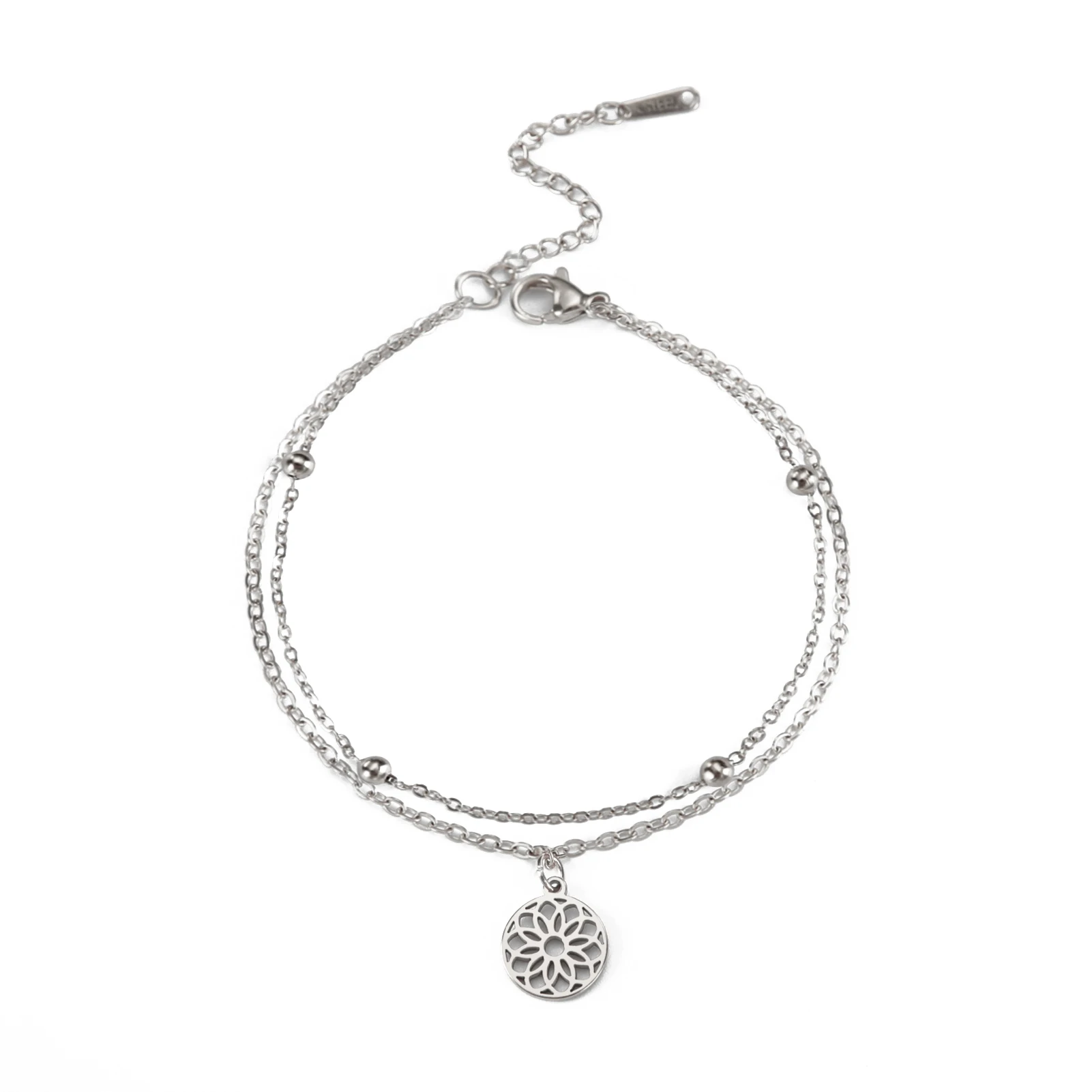 Kkjoy Mode Edelstahl Persönlichkeit hohl kleine Chrysantheme Anhänger Fußkettchen für Frauen Schmuck Accessoires Geschenk Großhandel – Detail 16