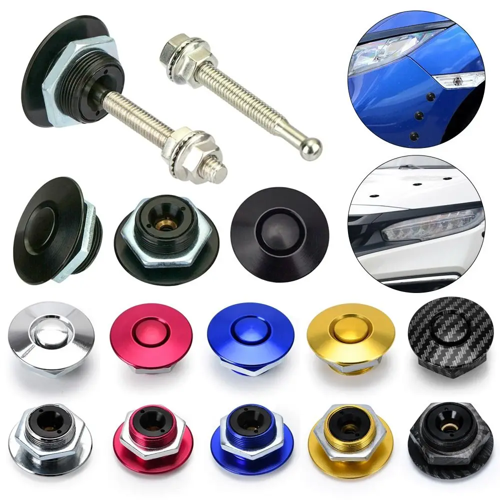 Hood Pins Lock 1Pcs Universal Quick Release Push Button Latch Clip Body Kit Front Bumper Hood Pin Aluminum Car Accessory Engine Bonnet Lock
