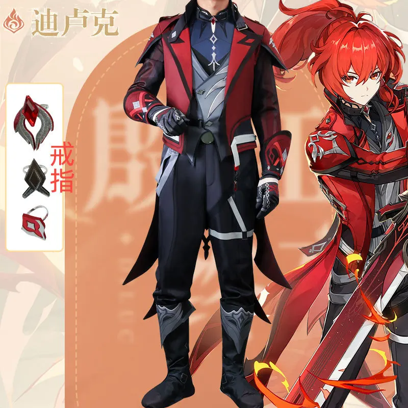 

Game Genshin Impact Diluc Ragnvindr Cosplay Costumes Wig New Arrival Character Outfit Unisex Comic Roleplaying Diluc Outfit
